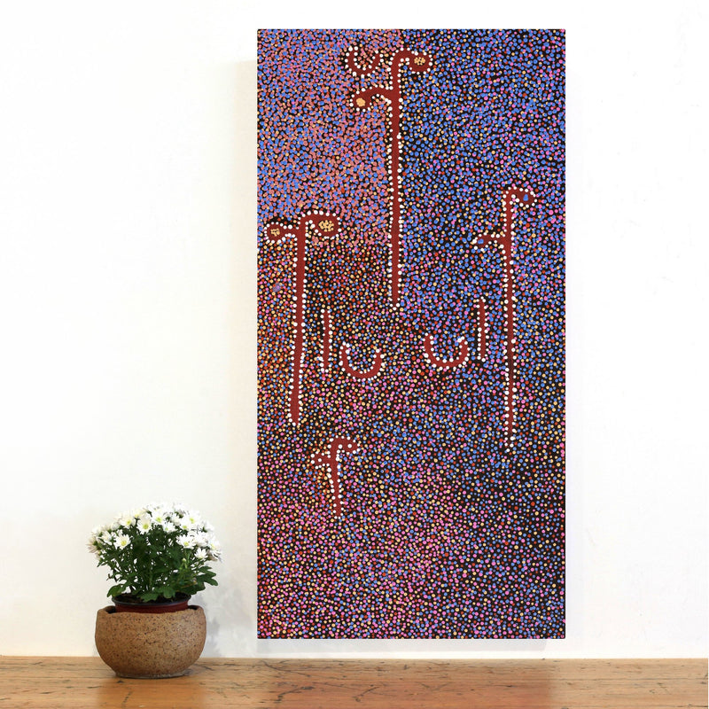 Aboriginal Artwork by Joshua Jungarrayi Brady, The Seven Sisters - Anangu Pitjantjatjara Yankunytjatjara Jukurrpa, 91x46cm
