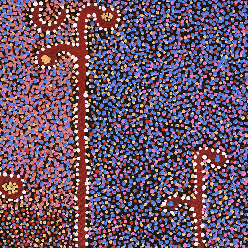 Aboriginal Artwork by Joshua Jungarrayi Brady, The Seven Sisters - Anangu Pitjantjatjara Yankunytjatjara Jukurrpa, 91x46cm