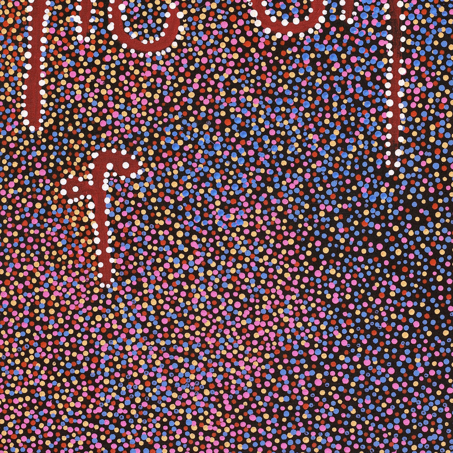 Aboriginal Artwork by Joshua Jungarrayi Brady, The Seven Sisters - Anangu Pitjantjatjara Yankunytjatjara Jukurrpa, 91x46cm