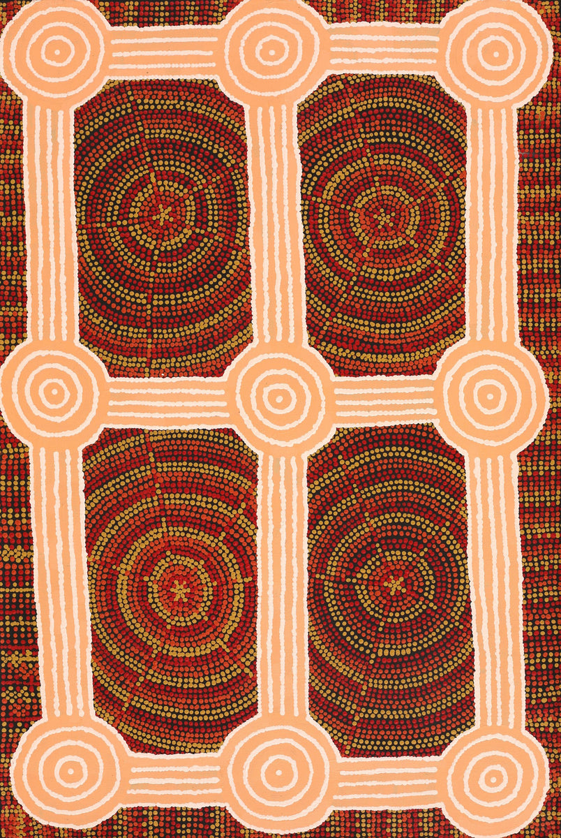 Aboriginal Art by Josiah Jupurrurla Walker, Yarla Jukurrpa (Bush Potato Dreaming) - Cockatoo Creek, 91x61cm - ART ARK®