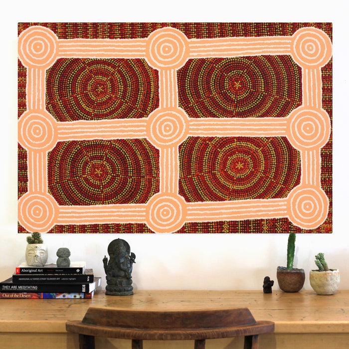 Aboriginal Art by Josiah Jupurrurla Walker, Yarla Jukurrpa (Bush Potato Dreaming) - Cockatoo Creek, 91x61cm - ART ARK®