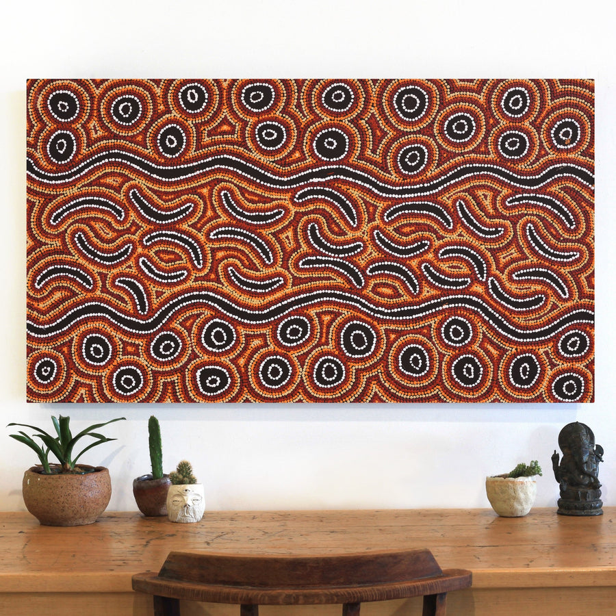 Aboriginal Artwork by Joy Napangardi Michaels, Lappi Lappi Jukurrpa, 107x61cm