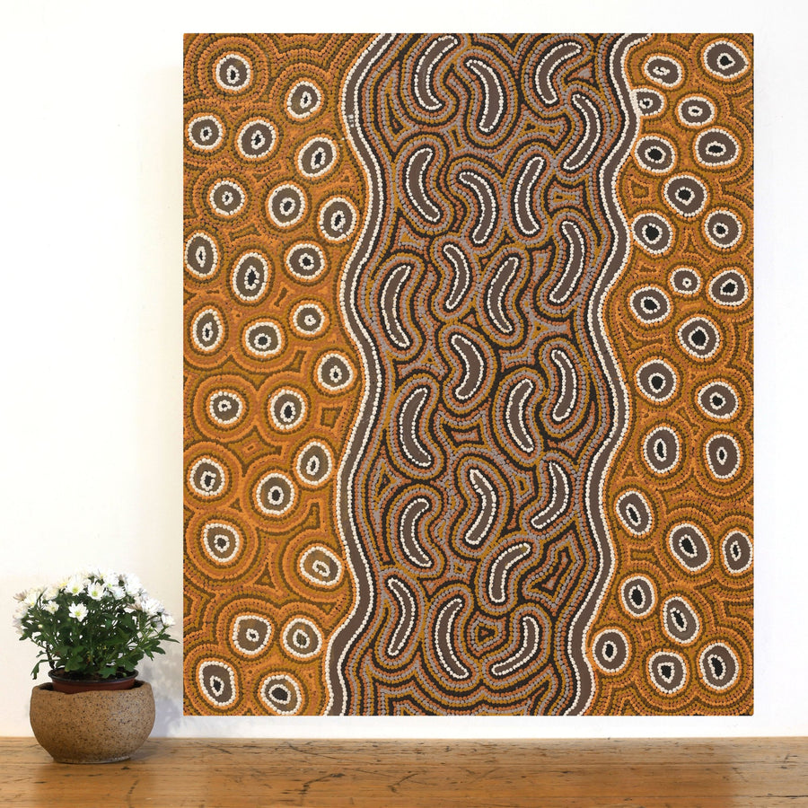 Aboriginal Artwork by Joy Napangardi Michaels, Lappi Lappi Jukurrpa, 91x76cm