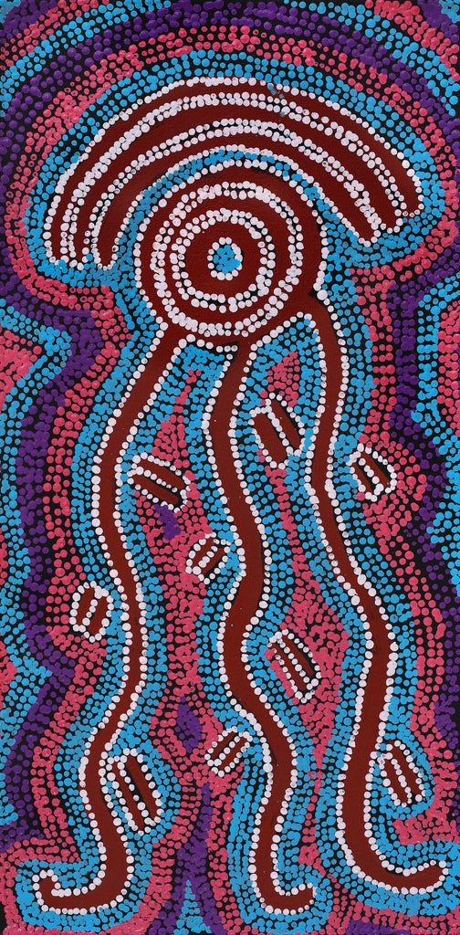 Aboriginal Artwork by Judith Napangardi Hargraves, Ngalyipi Jukurrpa (Snake Vine Dreaming) - Purturlu, 61X30cm