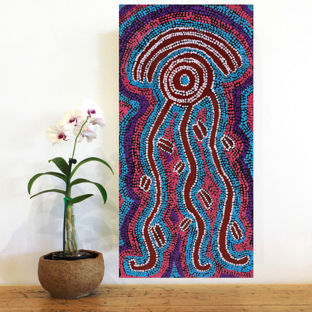 Aboriginal Artwork by Judith Napangardi Hargraves, Ngalyipi Jukurrpa (Snake Vine Dreaming) - Purturlu, 61X30cm