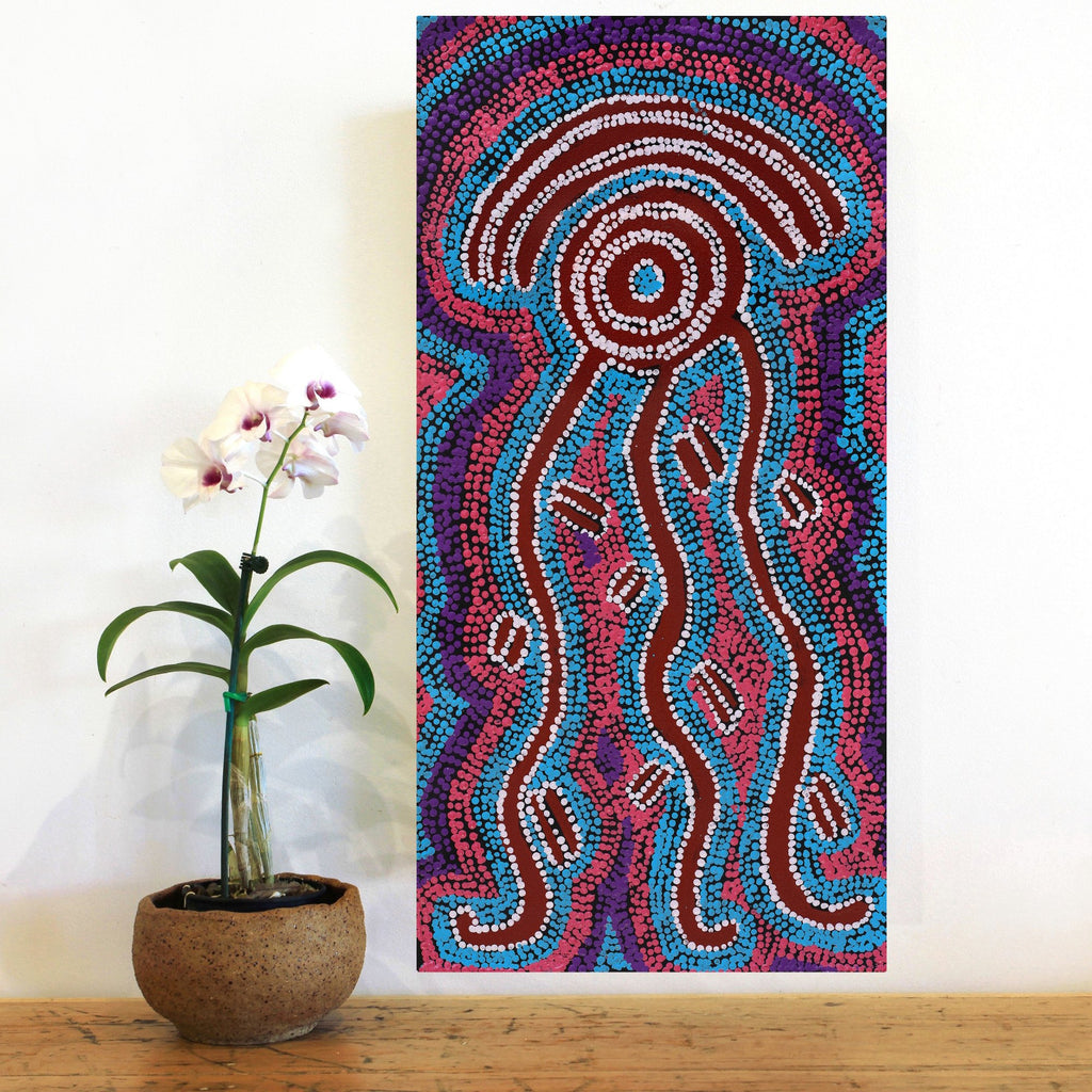 Aboriginal Art by Judith Napangardi Hargraves, Ngalyipi Jukurrpa (Snake Vine Dreaming) - Purturlu, 61X30cm - ART ARK®