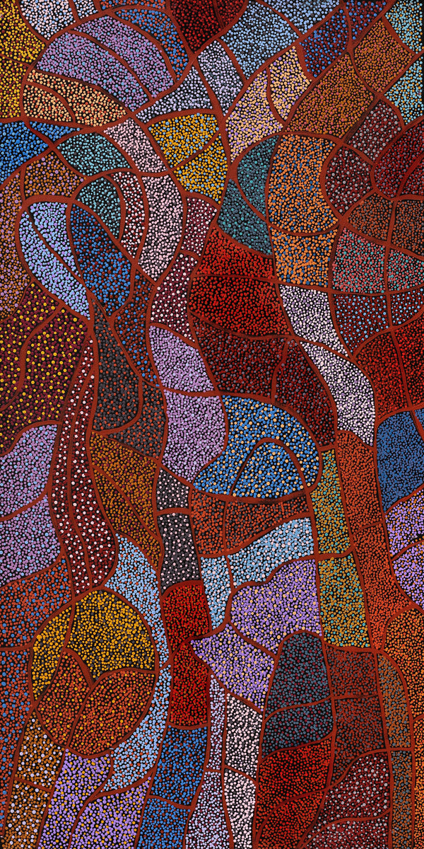 Aboriginal Art by Judy Miller, Ninuku Tjukurpa, 122x61cm - ART ARK®