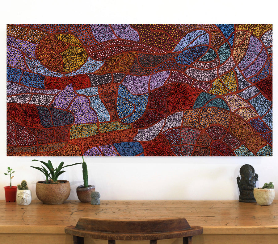 Aboriginal Artwork by Judy Miller, Ninuku Tjukurpa, 122x61cm