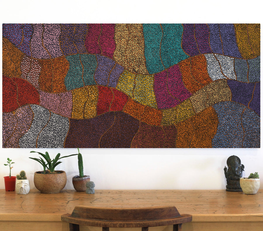 Aboriginal Artwork by Judy Miller, Ninuku Tjukurpa, 127x61cm
