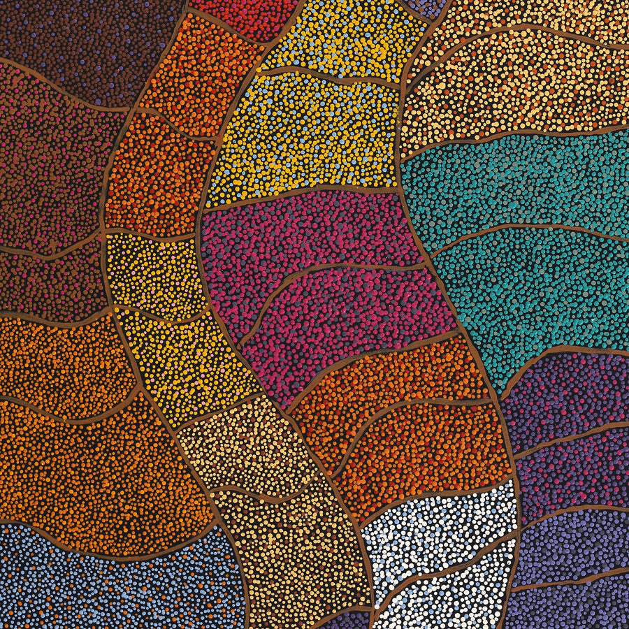 Aboriginal Artwork by Judy Miller, Ninuku Tjukurpa, 127x61cm