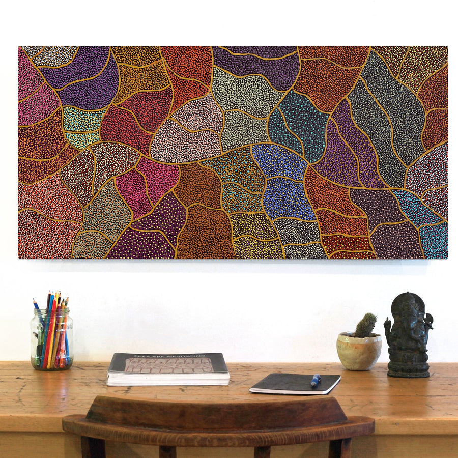 Aboriginal Artwork by Judy Miller, Ninuku Tjukurpa, 91x45cm