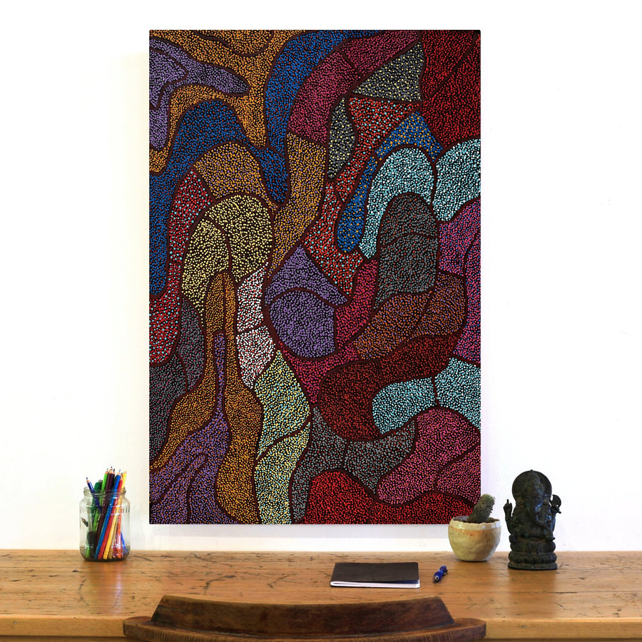 Aboriginal Artwork by Judy Miller, Ninuku Tjukurpa, 91x61cm