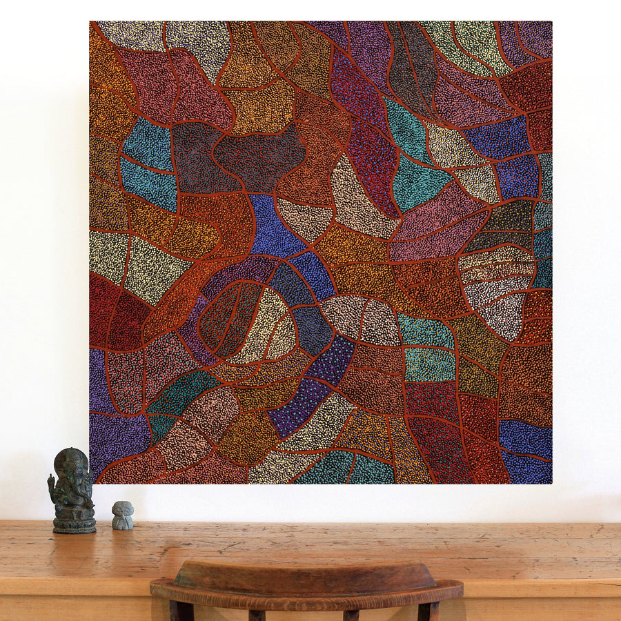 Aboriginal Artwork by Judy Miller, Ninuku Tjukurpa, 91x91cm