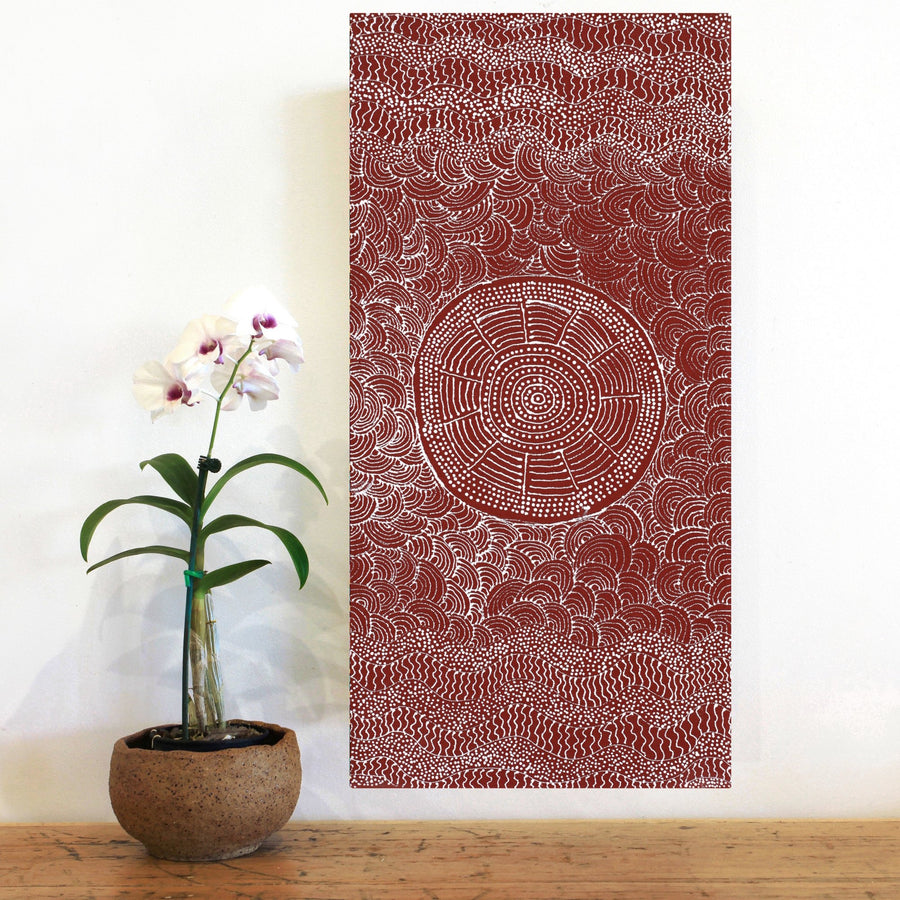 Aboriginal Artwork by Julie Napaljarri Dempsey, Pikilyi Jukurrpa (Vaughan Springs Dreaming), 61x30cm