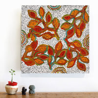 Aboriginal Artwork by Juliette Nampijinpa Brown, Ngapa Jukurrpa (Water Dreaming) - Mikanji, 46x46cm