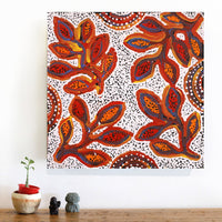 Aboriginal Artwork by Juliette Nampijinpa Brown, Ngapa Jukurrpa (Water Dreaming) - Mikanji, 46x46cm