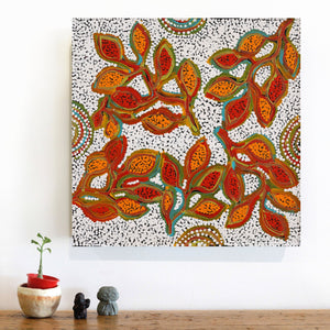 Aboriginal Artwork by Juliette Nampijinpa Brown, Ngapa Jukurrpa (Water Dreaming) - Mikanji, 46x46cm - ART ARK®