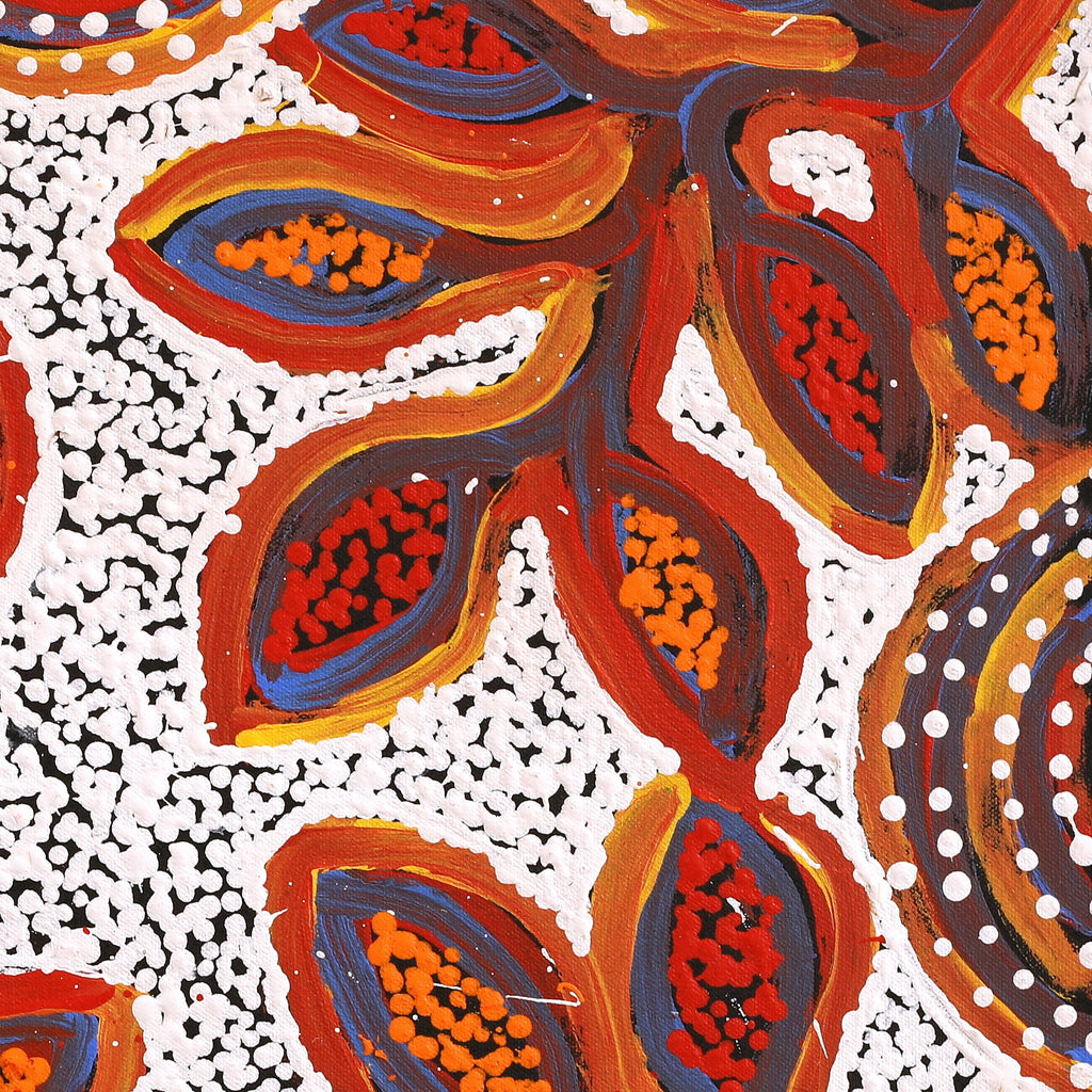 Aboriginal Art by Juliette Nampijinpa Brown, Ngapa Jukurrpa (Water Dreaming) - Mikanji, 46x46cm - ART ARK®