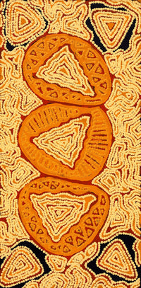 Aboriginal Artwork by Juliette Nampijinpa Brown, Ngapa Jukurrpa (Water Dreaming) - Mikanji, 61x30cm