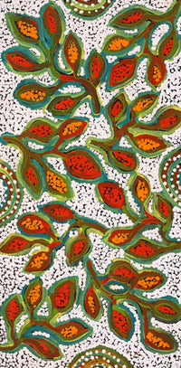 Aboriginal Artwork by Juliette Nampijinpa Brown, Ngapa Jukurrpa (Water Dreaming) - Mikanji, 61x30cm