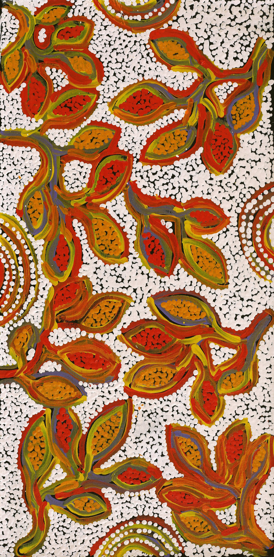 Aboriginal Artwork by Juliette Nampijinpa Brown, Ngapa Jukurrpa (Water Dreaming) - Mikanji, 61x30cm