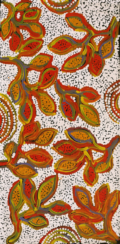 Aboriginal Artwork by Juliette Nampijinpa Brown, Ngapa Jukurrpa (Water Dreaming) - Mikanji, 61x30cm