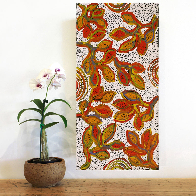 Aboriginal Artwork by Juliette Nampijinpa Brown, Ngapa Jukurrpa (Water Dreaming) - Mikanji, 61x30cm