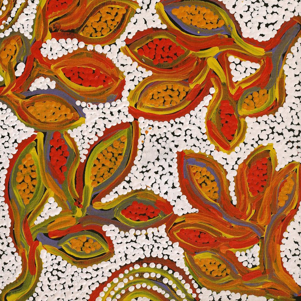 Aboriginal Artwork by Juliette Nampijinpa Brown, Ngapa Jukurrpa (Water Dreaming) - Mikanji, 61x30cm