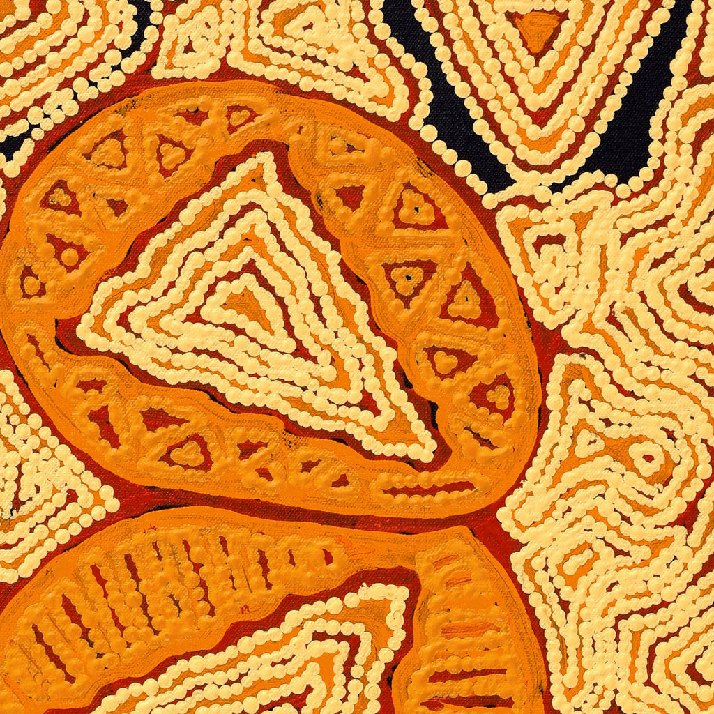 Aboriginal Art by Juliette Nampijinpa Brown, Ngapa Jukurrpa (Water Dreaming) - Mikanji, 61x30cm - ART ARK®