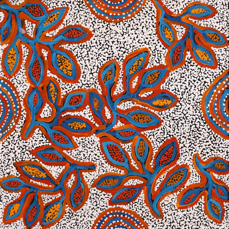 Aboriginal Artwork by Juliette Nampijinpa Brown, Ngapa Jukurrpa (Water Dreaming) - Mikanji, 61x61cm