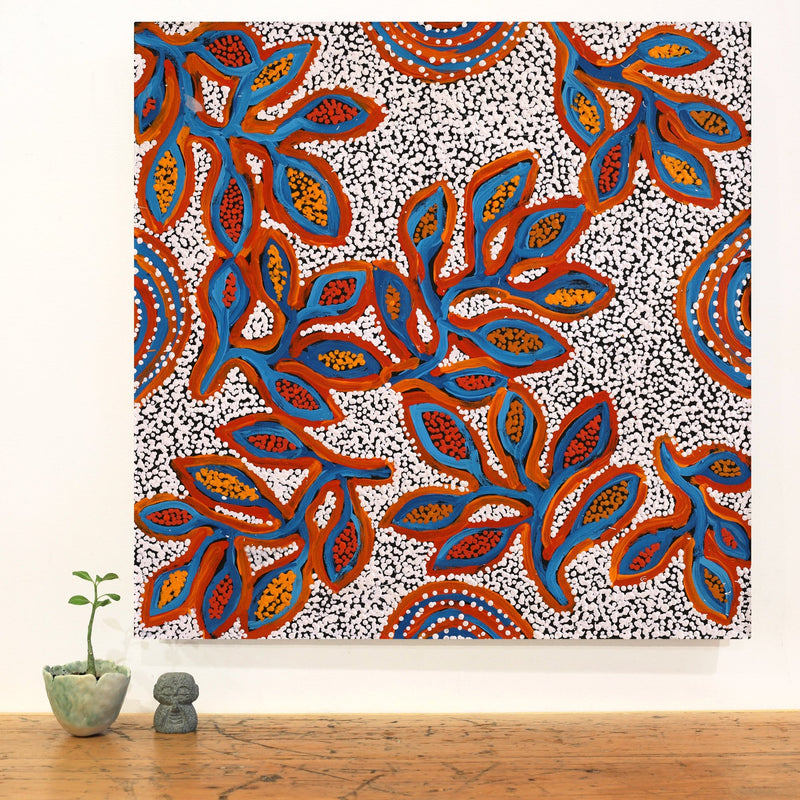 Aboriginal Artwork by Juliette Nampijinpa Brown, Ngapa Jukurrpa (Water Dreaming) - Mikanji, 61x61cm