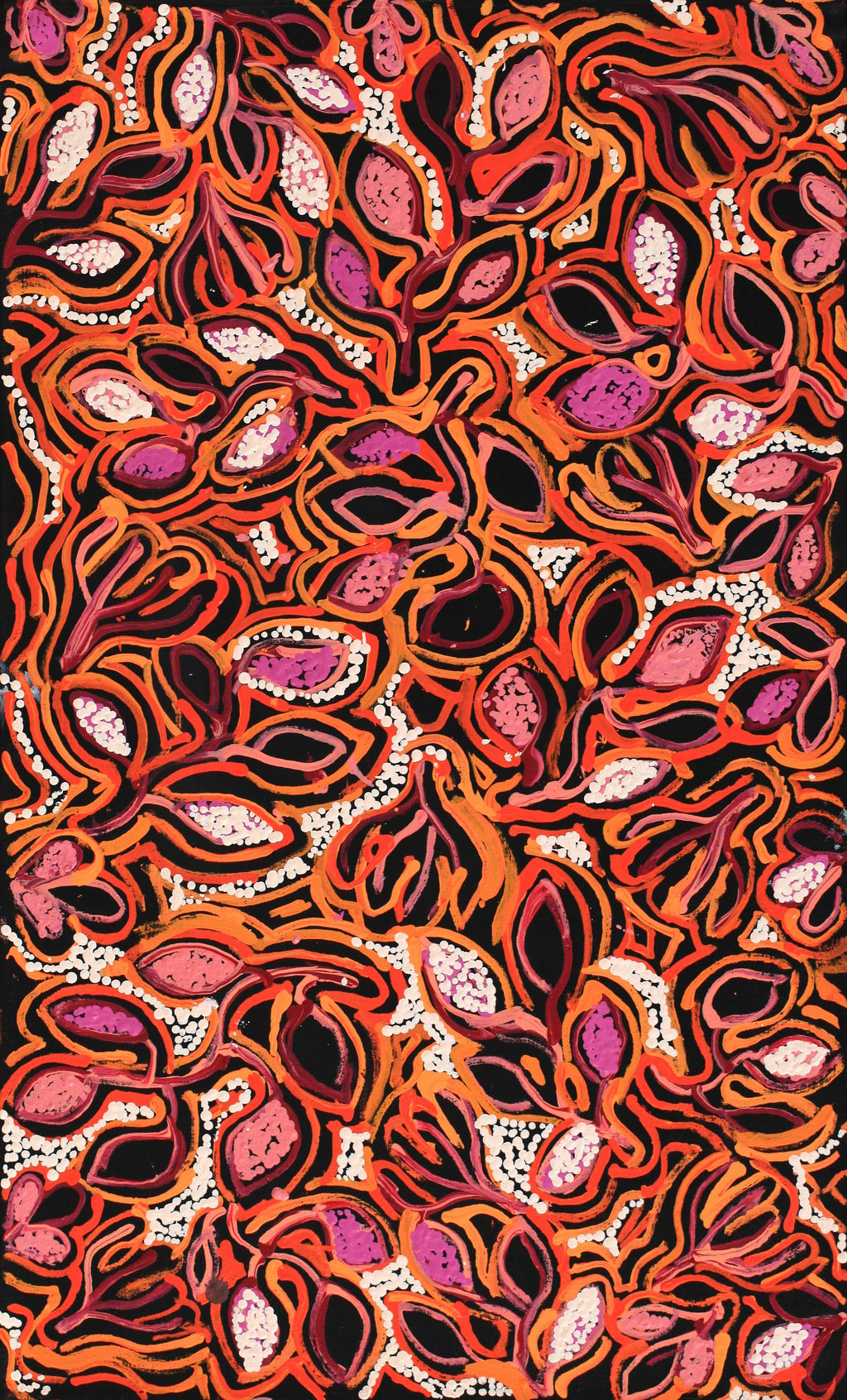 Aboriginal Artwork by Juliette Nampijinpa Brown, Ngapa Jukurrpa (Water Dreaming) - Mikanji, 76x46cm