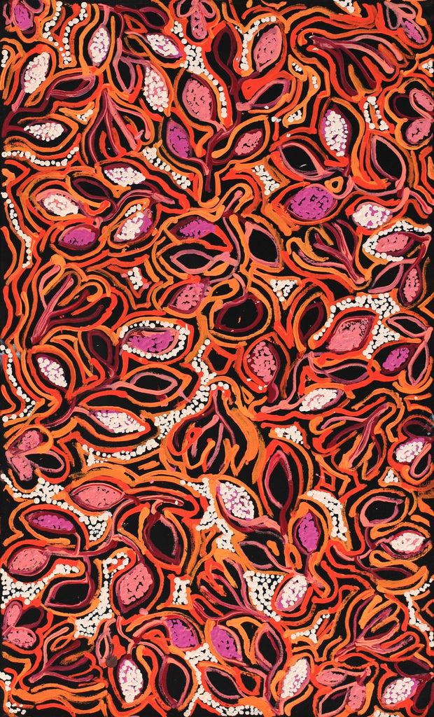 Aboriginal Artwork by Juliette Nampijinpa Brown, Ngapa Jukurrpa (Water Dreaming) - Mikanji, 76x46cm