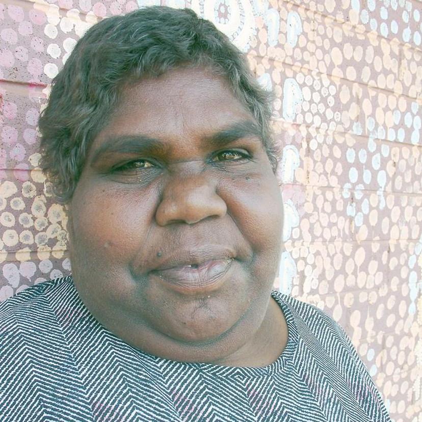 Aboriginal Artwork by Juliette Nampijinpa Brown, Ngapa Jukurrpa (Water Dreaming) - Mikanji, 76x46cm