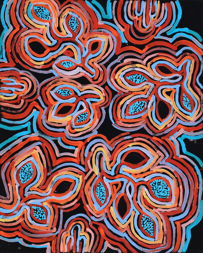 Aboriginal Artwork by Juliette Nampijinpa Brown, Ngapa Jukurrpa (Water Dreaming) - Mikanji, 76x61cm