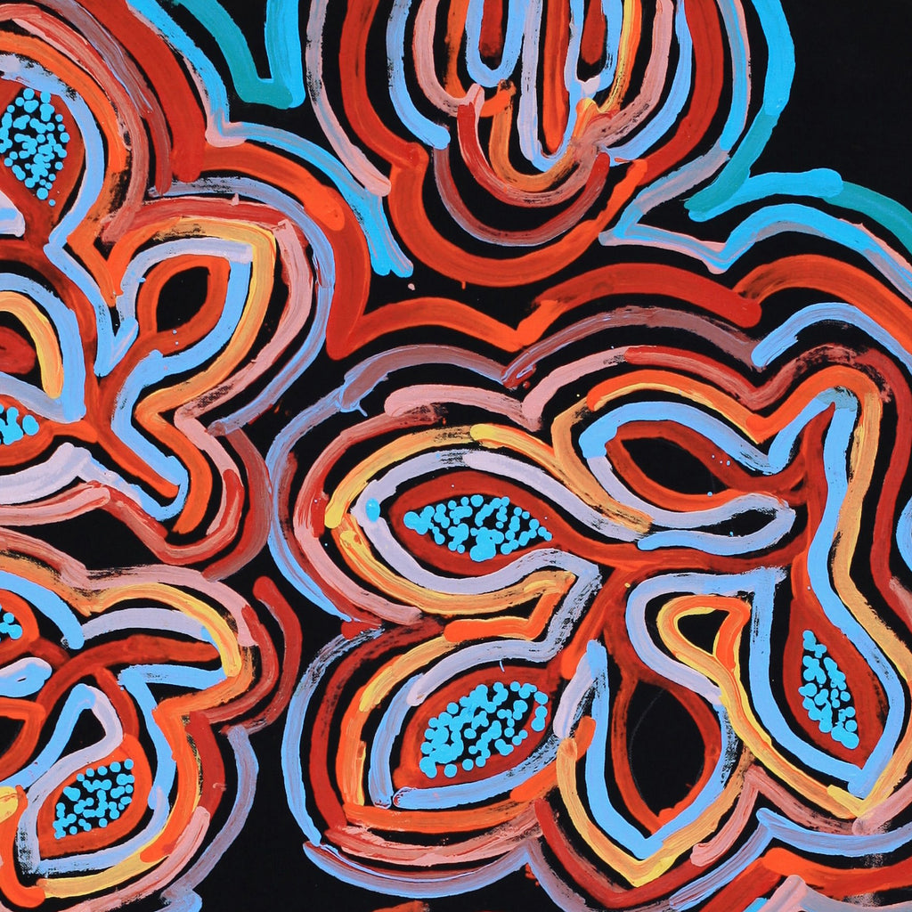Aboriginal Artwork by Juliette Nampijinpa Brown, Ngapa Jukurrpa (Water Dreaming) - Mikanji, 76x61cm