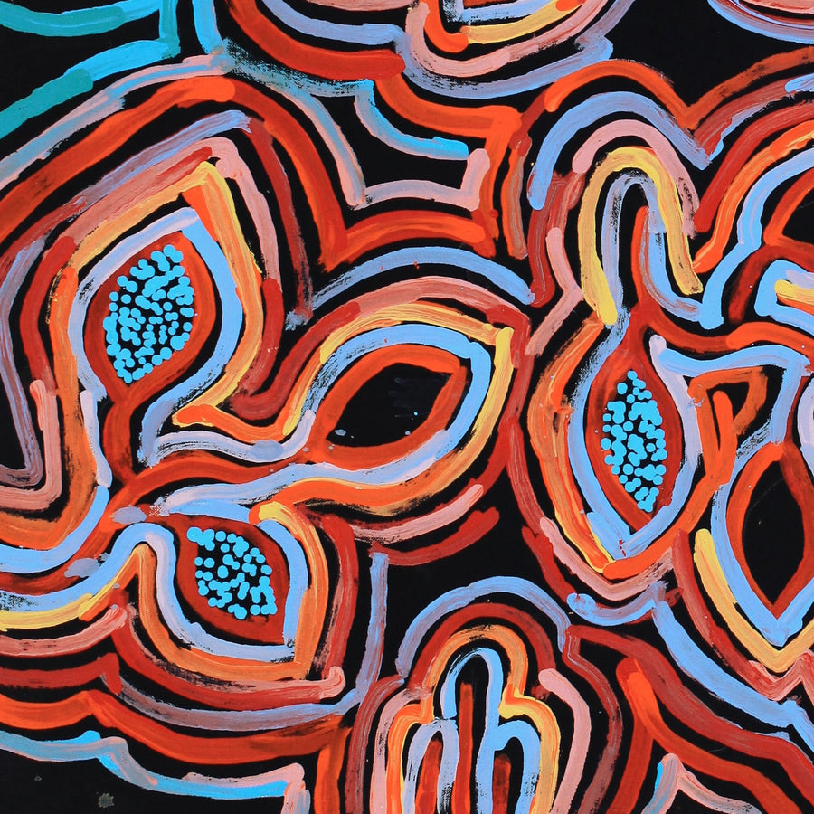 Aboriginal Artwork by Juliette Nampijinpa Brown, Ngapa Jukurrpa (Water Dreaming) - Mikanji, 76x61cm