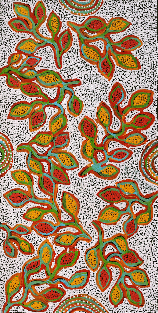 Aboriginal Artwork by Juliette Nampijinpa Brown, Ngapa Jukurrpa (Water Dreaming) - Mikanji, 91x46cm