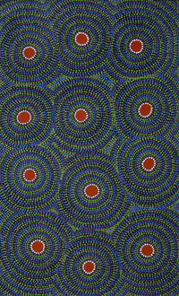 Aboriginal Artwork by Justine Nakamarra Nelson, Yarla Jukurrpa (Bush Potato Dreaming) - Cockatoo Creek, 76x46cm