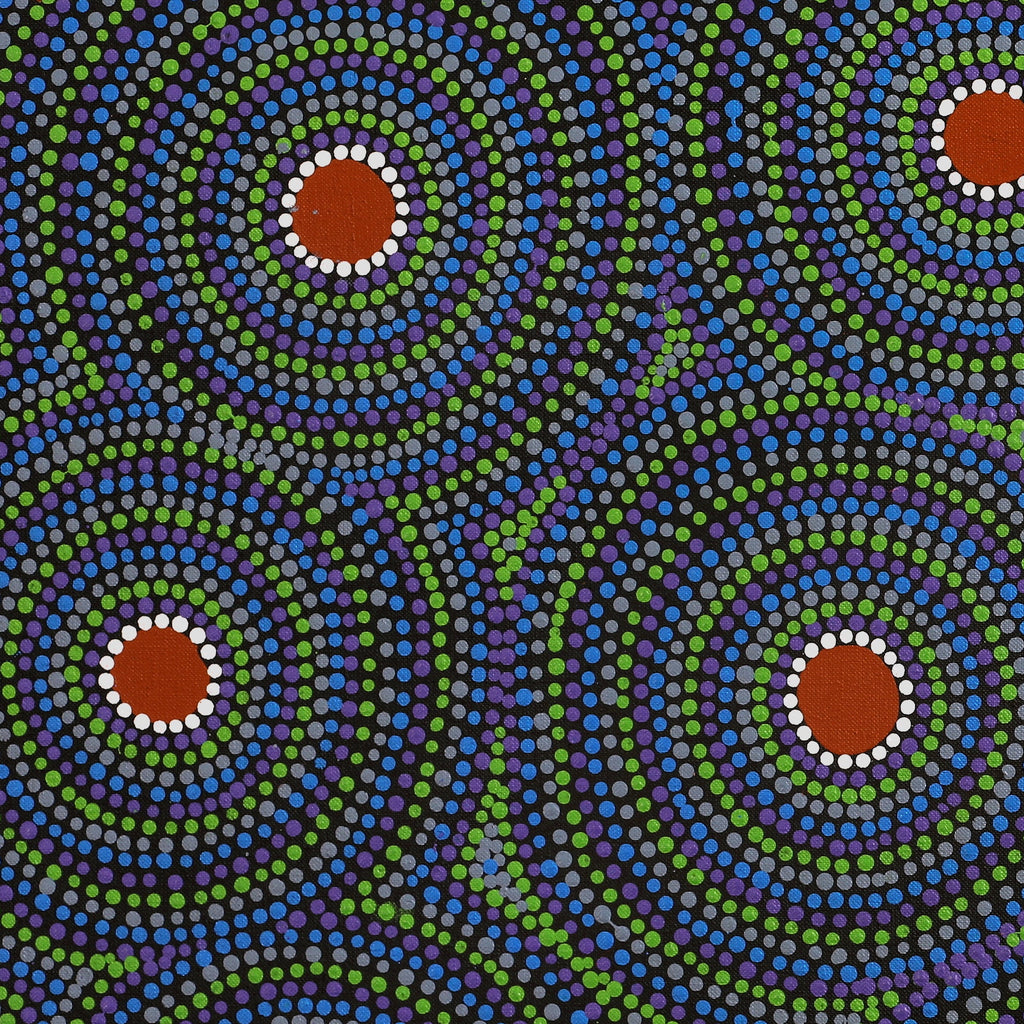 Aboriginal Artwork by Justine Nakamarra Nelson, Yarla Jukurrpa (Bush Potato Dreaming) - Cockatoo Creek, 76x46cm