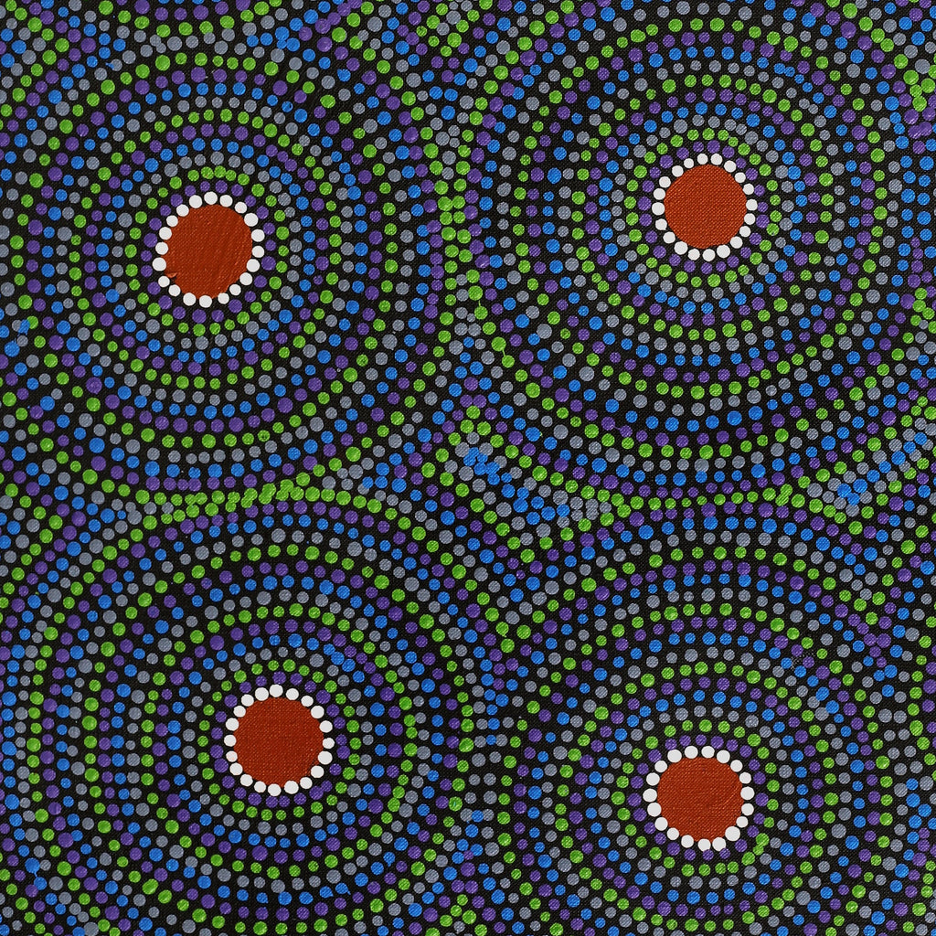 Aboriginal Artwork by Justine Nakamarra Nelson, Yarla Jukurrpa (Bush Potato Dreaming) - Cockatoo Creek, 76x46cm