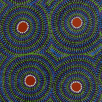 Aboriginal Artwork by Justine Nakamarra Nelson, Yarla Jukurrpa (Bush Potato Dreaming) - Cockatoo Creek, 76x46cm