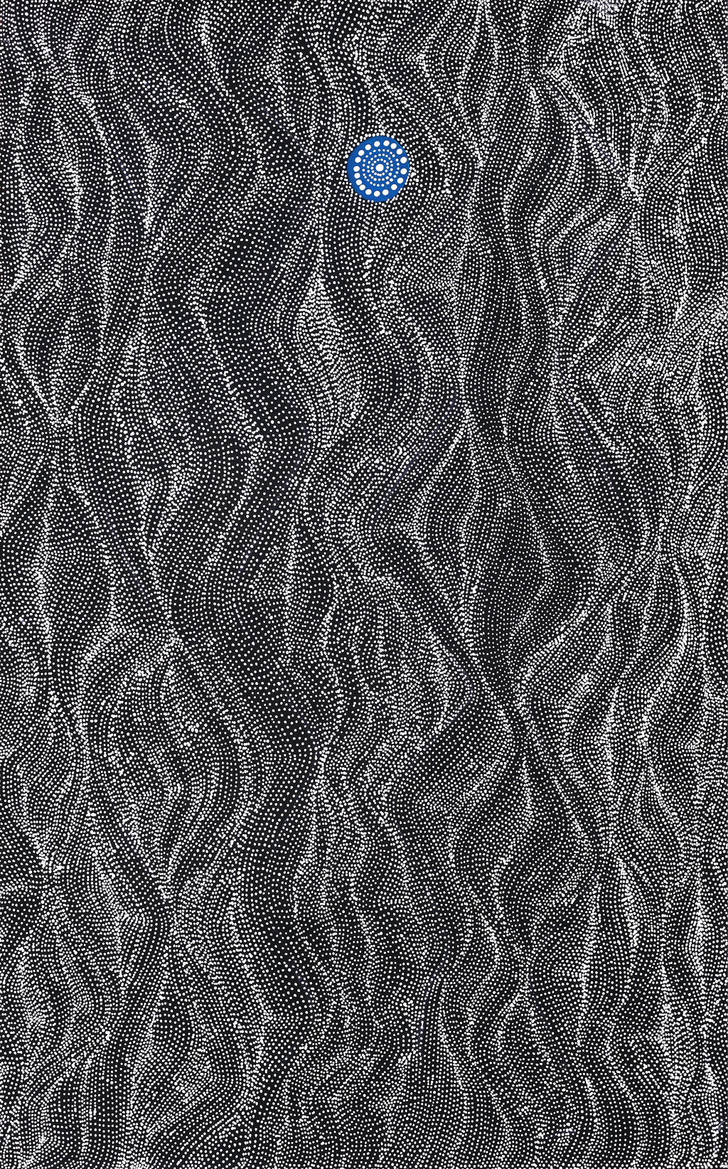 Aboriginal Artwork by Justinna Napaljarri Sims, Yanjirlpirri or Napaljarri-Warnu Jukurrpa (Star or Seven Sisters Dreaming), 122x76cm