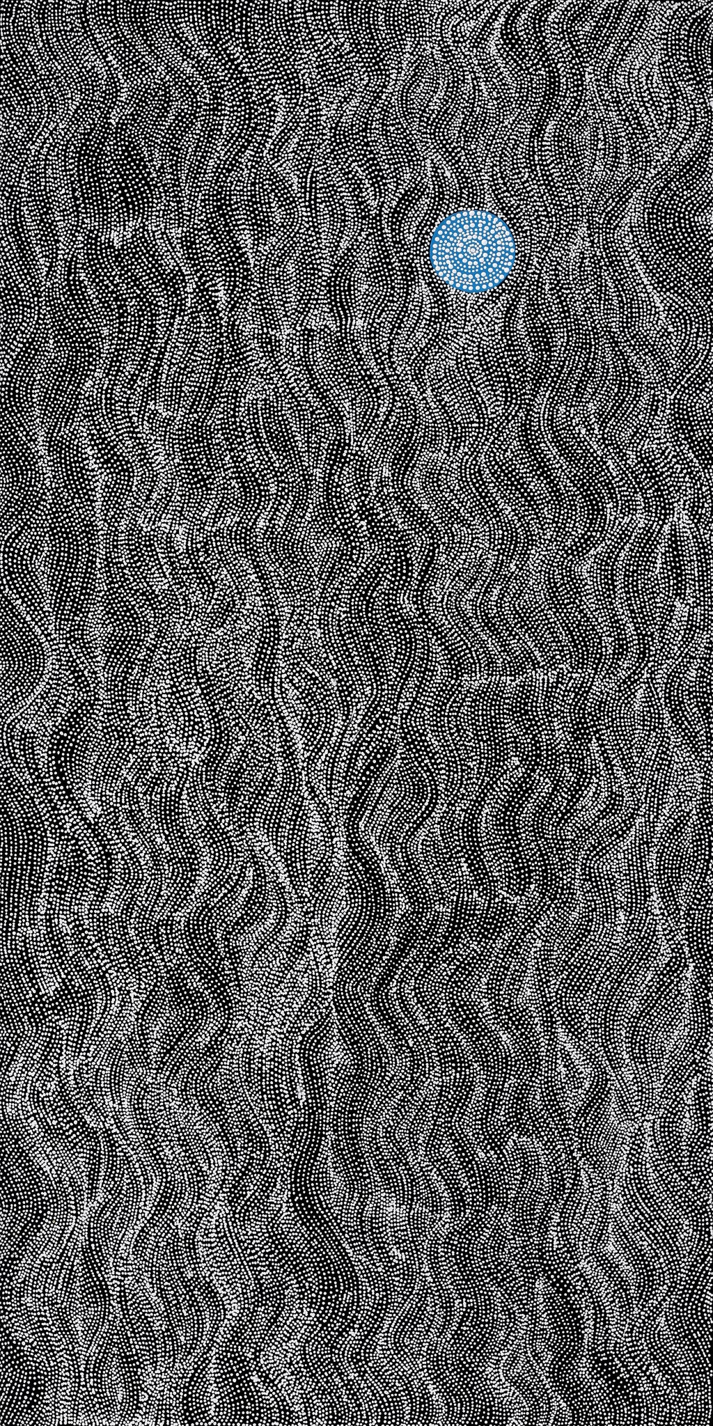 Aboriginal Artwork by Justinna Napaljarri Sims, Yanjirlpirri or Napaljarri-Warnu Jukurrpa (Star or Seven Sisters Dreaming), 152x76cm