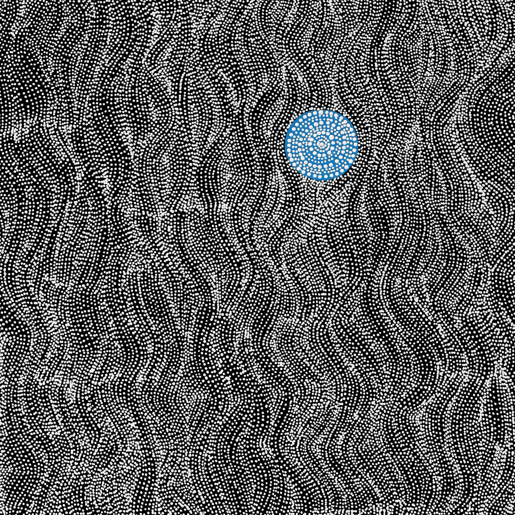 Aboriginal Artwork by Justinna Napaljarri Sims, Yanjirlpirri or Napaljarri-Warnu Jukurrpa (Star or Seven Sisters Dreaming), 152x76cm
