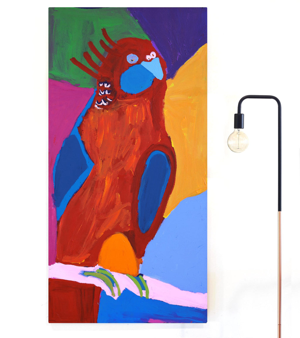 Aboriginal Artwork by Karen Napaljarri Barnes, Budgie, 152x76cm