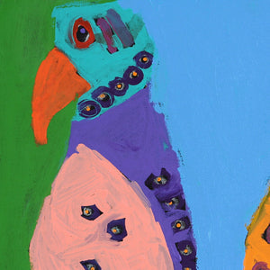 Aboriginal Artwork by Karen Napaljarri Barnes, Jurlpu kuja kalu nyinami Yurntumu-wana (Birds that live around Yuendumu), 76x76cm - ART ARK®
