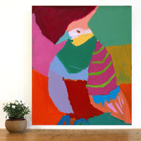 Aboriginal Artwork by Karen Napaljarri Barnes, Jurlpu kuja kalu nyinami Yurntumu-wana (Birds that live around Yuendumu), 91x76cm