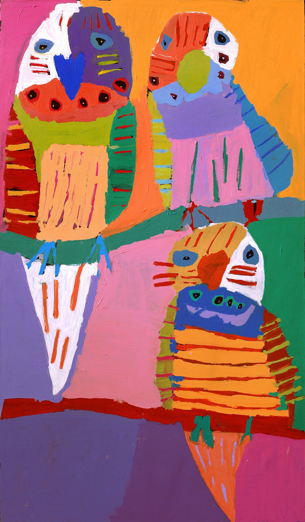 Aboriginal Artwork by Karen Napaljarri Barnes, Ngatijirri Jukurrpa - Budgerigar Dreaming, 183x107cm