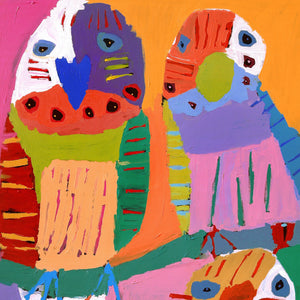 Aboriginal Artwork by Karen Napaljarri Barnes, Ngatijirri Jukurrpa - Budgerigar Dreaming, 183x107cm - ART ARK®